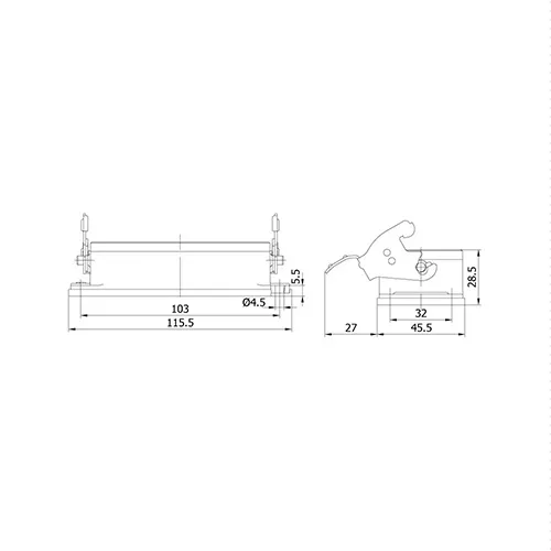 4/2x80/16A. ÇOKLU MAKİNE FİŞİ (TEK METAL MANDALLI) teknik çizim